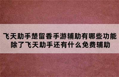 飞天助手楚留香手游辅助有哪些功能 除了飞天助手还有什么免费辅助